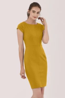 Closet London Yellow Pleated Sleeve Pencil Dress -Closet London Popular Shop JD6492 DSC 3460 2 48080.1600785063.1280.1280 21886.1625737071