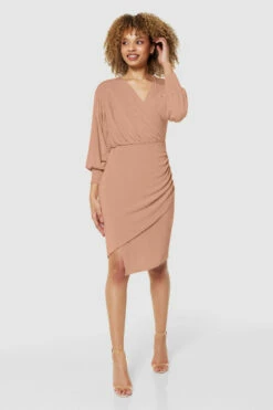 Closet London Blush Pink Wrap Puff Sleeves Pencil Dress -Closet London Popular Shop JD6546 BLUSH JD9637 BLUSH 72102 20458 21 22987.1696602124