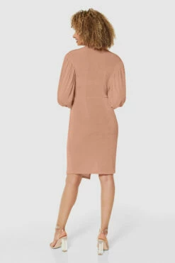 Closet London Blush Pink Wrap Puff Sleeves Pencil Dress -Closet London Popular Shop JD6546 BLUSH JD9637 BLUSH 72113 22255 21 77317.1696602129