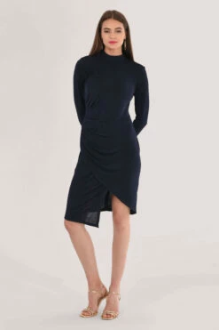 Closet London Navy High Neck Pencil Dress -Closet London Popular Shop JD6554 DSC 0745 84328.1607008945