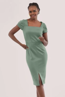 Closet London Green Cap Sleeve Pencil Dress -Closet London Popular Shop JD6743 DSC 5426 01831.1625155252