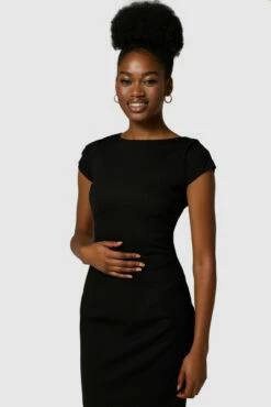 Closet London Black Bodycon Pleated Sleeve Dress -Closet London Popular Shop JD6792 3936 92114.1633099602