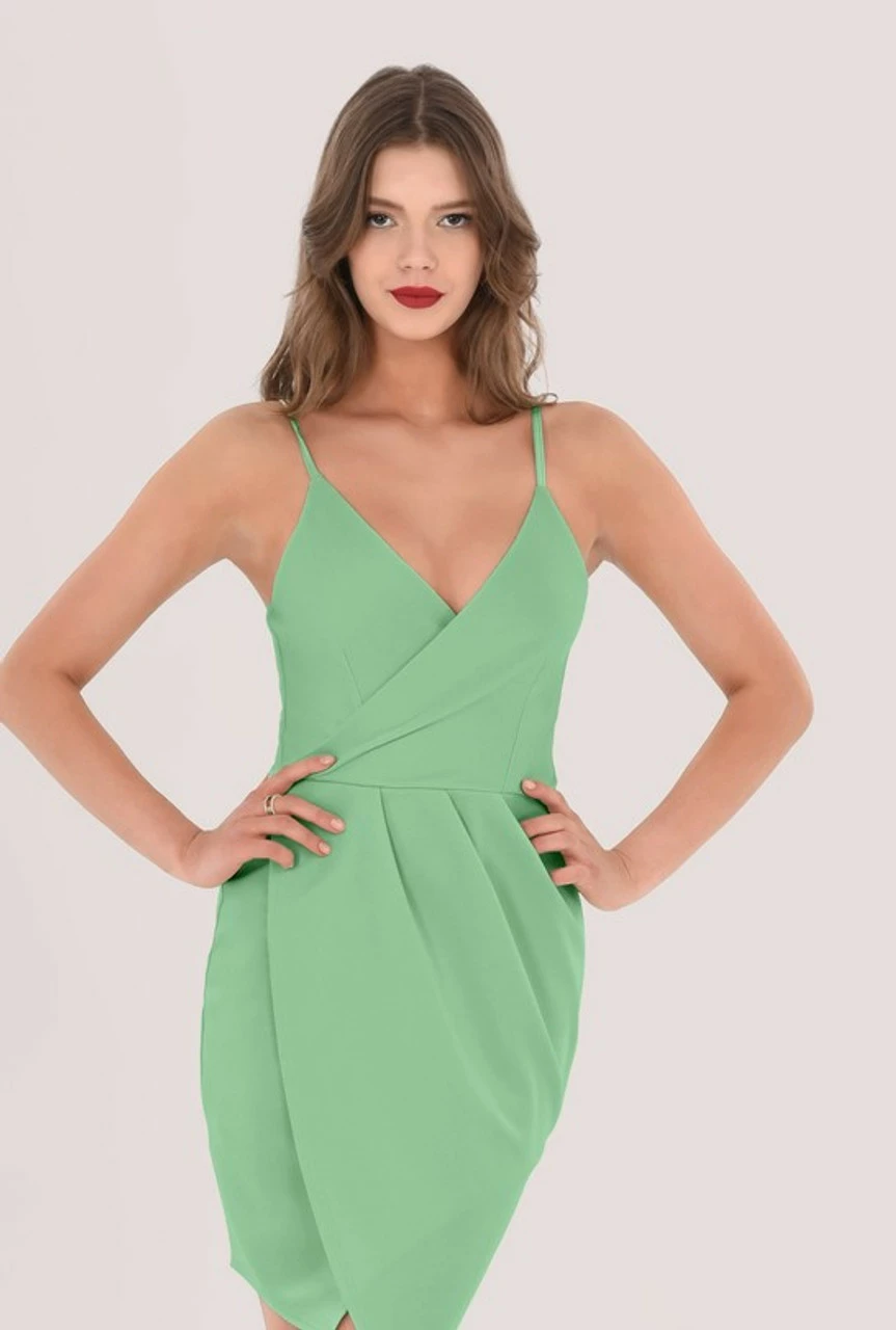 Closet London Green Wrap Pleated Mini Dress 6 Closet London Green Wrap Pleated Mini Dress - Image 4