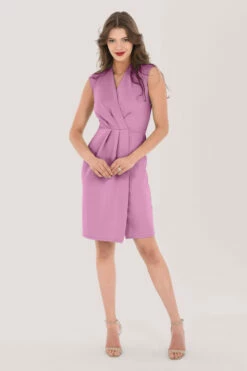 Closet London Pink Pleated Wrap Pencil Sleeveless Dress -Closet London Popular Shop JD6968 DSC 2193 64952.1626177324