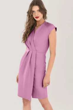 Closet London Pink Pleated Wrap Pencil Sleeveless Dress -Closet London Popular Shop JD6968 DSC 2198 41942.1626177318