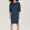 Closet London Navy Pleated Sleeve Pencil Midi Dress -Closet London Popular Shop JD6974 DSC 1534 74835.1633090039