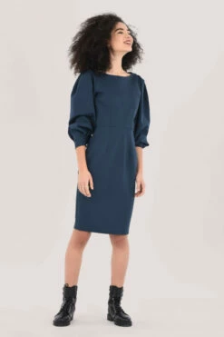 Closet London Navy Pleated Sleeve Pencil Midi Dress -Closet London Popular Shop JD6974 DSC 1535 87047.1620834956