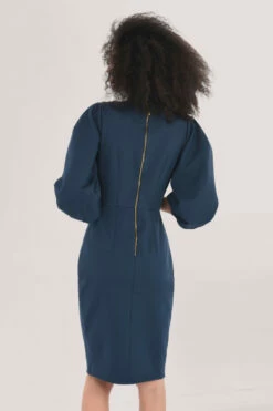 Closet London Navy Pleated Sleeve Pencil Midi Dress -Closet London Popular Shop JD6974 DSC 1538 10678.1620834968