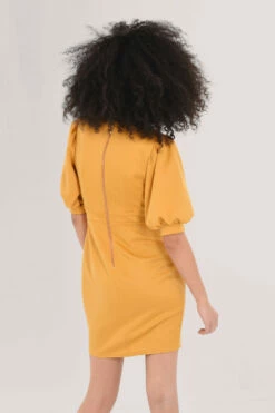 Closet London Yellow V-Neck Puff Sleeve Pencil Dress -Closet London Popular Shop JD6990 DSC 2369 63639.1618845979