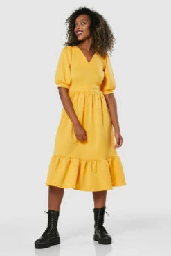 Closet London Yellow Gathered A-Line Dress -Closet London Popular Shop JD6991 20211130 Closet 1225 16124.1639566656
