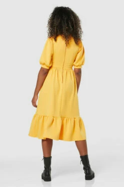 Closet London Yellow Gathered A-Line Dress -Closet London Popular Shop JD6991 20211130 Closet 1242 90059.1639566676