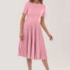 Closet London Pink Pleated Midi Dress