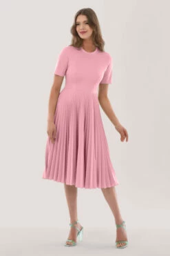Closet London Pink Pleated Midi Dress
