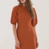 Closet London Brown High Neck A-Line Dress -Closet London Popular Shop JD6996 DSC 0948 55610.1633090039