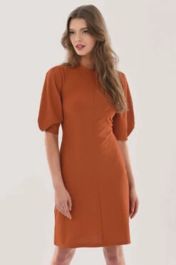 Closet London Brown High Neck A-Line Dress