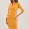 Closet London Mustard Wrap Pencil Skirt Dress -Closet London Popular Shop JD7111 DSC 9149 67821.1624020332.1280.1280 copy 2 98740.1653059057