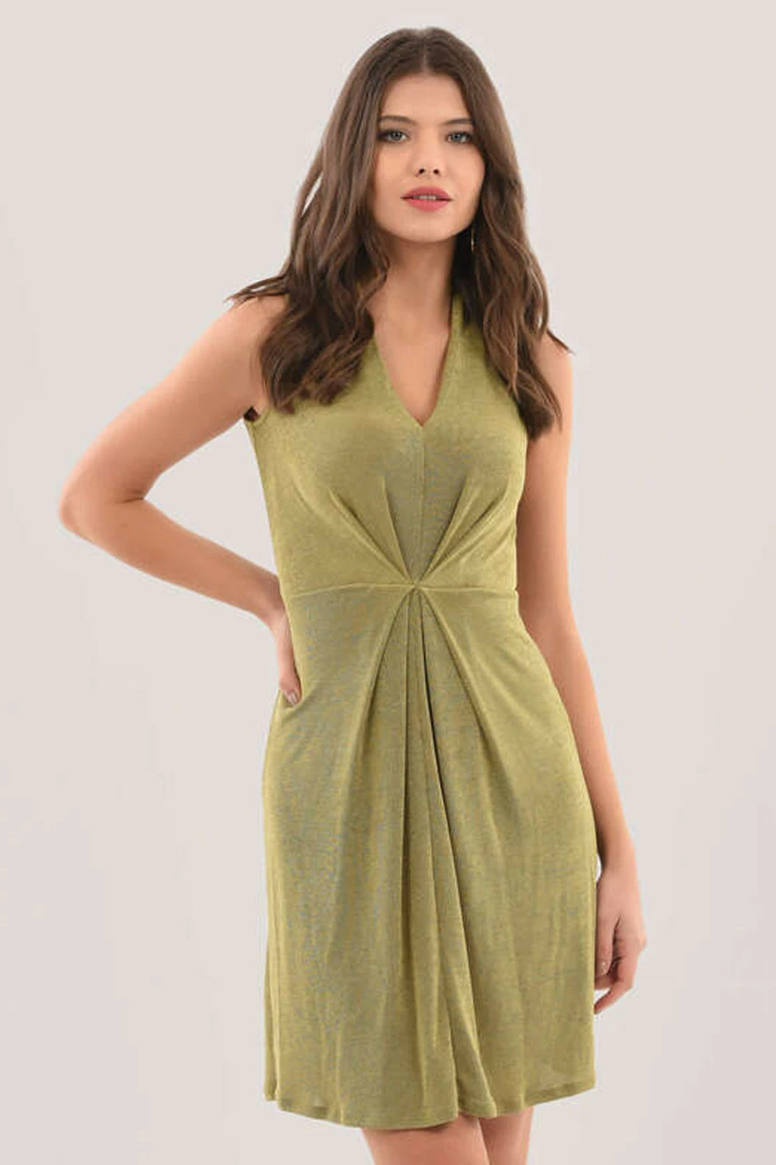 Closet London Green Centre Pleats A-Line Dress 4 Closet London Green Centre Pleats A-Line Dress - Image 2