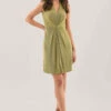 Closet London Green Centre Pleats A-Line Dress