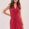 Closet London Dark Pink Centre Pleats A-Line Dress