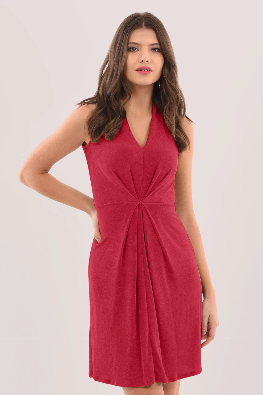 Closet London Dark Pink Centre Pleats A-Line Dress 3 Closet London Dark Pink Centre Pleats A-Line Dress