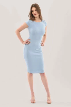Closet London Dusky Blue Jersey Bodycon Dress -Closet London Popular Shop JD7117 DSC 8928 41462.1624020943