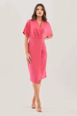 Closet London Pink Kimono Sleeve Wrap Midi Dress -Closet London Popular Shop JD7120 DSC 8365 07790.1624016154