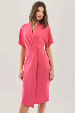 Closet London Pink Kimono Sleeve Wrap Midi Dress -Closet London Popular Shop JD7120 DSC 8380 79463.1633090097