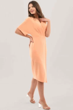 Closet London Peach Kimono Wrap Midi Dress -Closet London Popular Shop JD7120 DSC 8646 11049.1625734456