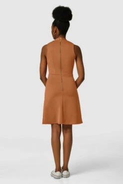 Closet London Brown Centre Pleats A-Line Sleeveless Dress -Closet London Popular Shop JD7547 3353 47105.1637596886