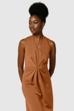 Closet London Brown Centre Pleats A-Line Sleeveless Dress -Closet London Popular Shop JD7547 3362 2 31997.1637596877