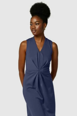 Closet London Navy Centre Pleats A-Line Sleeveless Dress -Closet London Popular Shop JD7547 3362 79009.1637596943