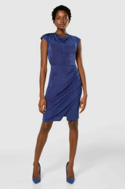 Closet London Royal Blue Jersey Pleated Pencil Dress