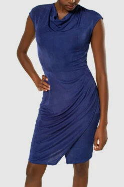 Closet London Royal Blue Jersey Pleated Pencil Dress -Closet London Popular Shop JD7879 20210907 Closet London120814 24114.1643729289