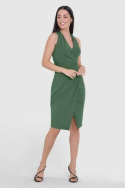 Closet London Green Wrap Top Sleeveless Pencil Dress -Closet London Popular Shop JD8117 2 copy 21 02501.1667405876