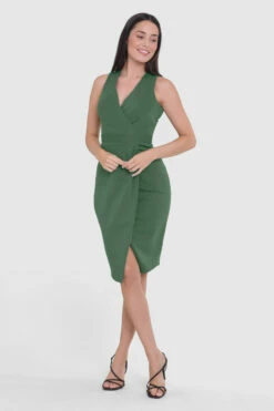 Closet London Green Wrap Top Sleeveless Pencil Dress -Closet London Popular Shop JD8117 5 copy 21 79994.1667405925