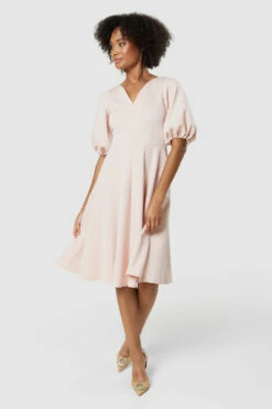 Closet London Blush Pink Puff Sleeve Dress -Closet London Popular Shop JD8375 20220621 Closet London 18649 45387.1656590392