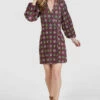 Closet London Maroon Velvet Print Puff Sleeve Short Dress -Closet London Popular Shop JD8621 2 02842.1659008876