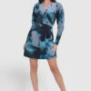 Closet London Teal Blue Print Velvet Wrap Mini Dress 2 Closet London Teal Blue Print Velvet Wrap Mini Dress -Closet London Popular Shop JD8838 7 45346.1666605998