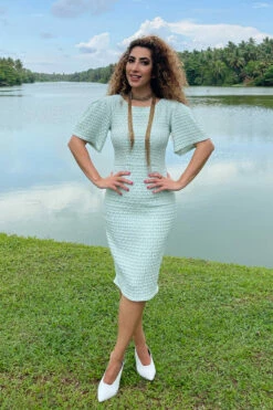 Closet LondonMint Green V-Back Pencil Midi Dress