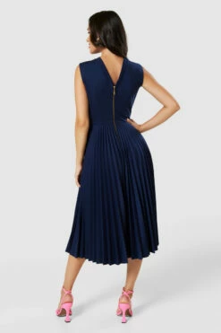 Closet London Navy Blue V-Back PleatedA- Line Dress 9 Closet London Navy Blue V-Back PleatedA- Line Dress -Closet London Popular Shop JD9146 20220830 Closet London 33270 17726.1678967156