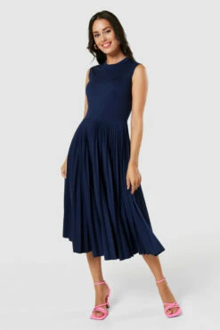 Closet London Navy Blue V-Back PleatedA- Line Dress 8 Closet London Navy Blue V-Back PleatedA- Line Dress -Closet London Popular Shop JD9146 20220830 Closet London 33280 29831.1678967155