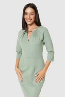 Closet London Sage Green Pencil Dress -Closet London Popular Shop JD9209 SAGE 72132 48539.1679677317