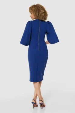 Closet London Navy Blue V- NeckPencilMidi Dress -Closet London Popular Shop JD9339 NAVY 71361 58072.1675342878