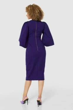 Closet London Purple V- Neck Midi Pencil Dress -Closet London Popular Shop JD9339 PURPLE 71498 91906.1675339250