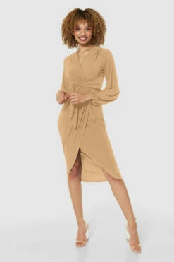 Closet London Peach Orange Pencil Wrap Tieup Midi Dress 7 Closet London Peach Orange Pencil Wrap Tieup Midi Dress -Closet London Popular Shop JD9636 BLUSH JD7123 BLACK 708921 51315.1676460651