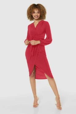 Closet London RED Wrap Pencil Dress -Closet London Popular Shop JD9636 BLUSH JD7123 BLACK 70892 copy 31 13201.1695287078