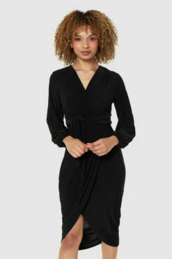 Closet London Black Wrap Pencil Dress -Closet London Popular Shop JD9636 BLUSH JD7123 BLACK 70898 87121.1686568272