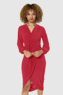 Closet London RED Wrap Pencil Dress -Closet London Popular Shop JD9636 BLUSH JD7123 BLACK 70898 copy 31 87473.1695287073