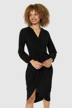 Closet London Black Wrap Pencil Dress -Closet London Popular Shop JD9636 BLUSH JD7123 BLACK 70901 08799.1686568303