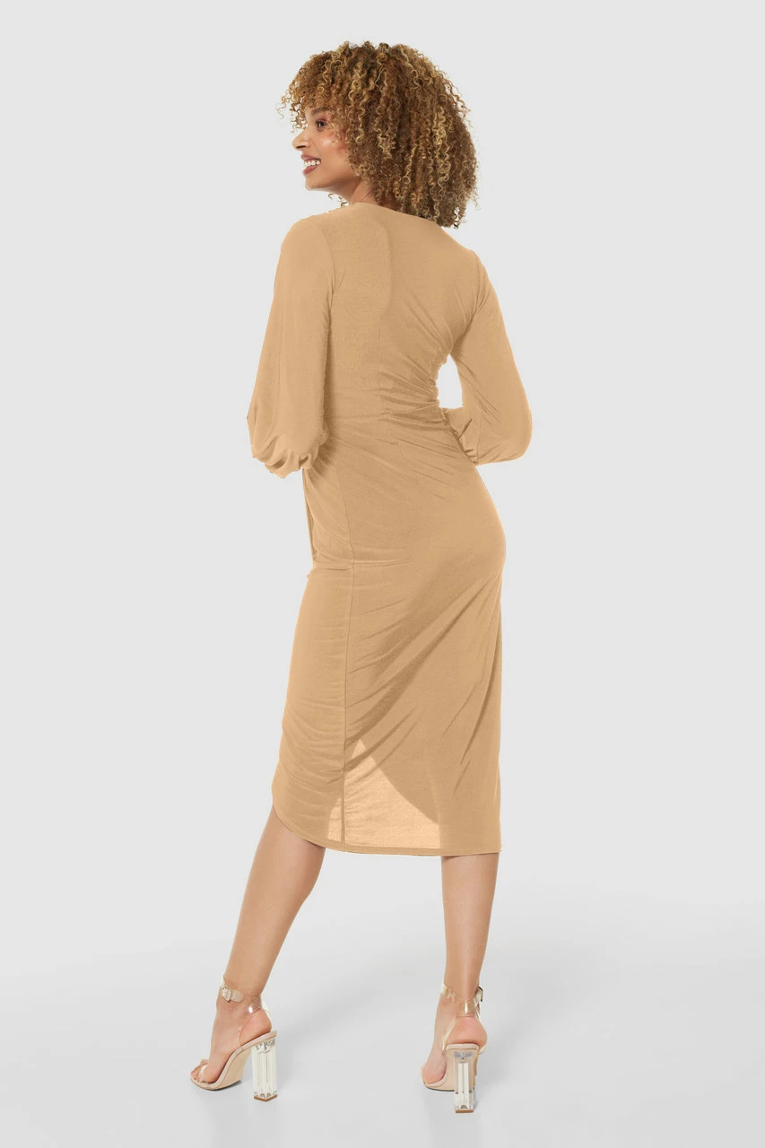 Closet London Peach Orange Pencil Wrap Tieup Midi Dress 6 Closet London Peach Orange Pencil Wrap Tieup Midi Dress - Image 4